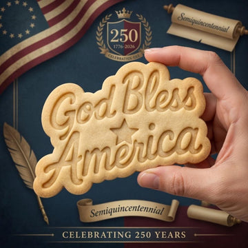 God Bless America Cookie Cutter & Stamp, USA 250th Anniversary Cookie Cutter, 4th of July Cookie Stamp, Patriotic Party Gifts