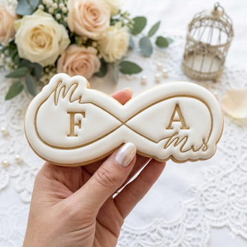 Custom Initials Mr and Mrs Cookie Cutter and Stamp Set, Infinity Wedding Cookie Stamp, Personalized Bridal Shower Fondant Cutter