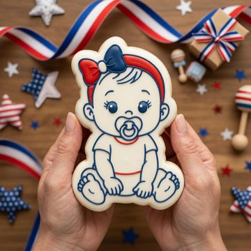 Patriotic Baby Cookie Cutter and Stamp Set, 4th of July Baby Shower Cookie Stamp, USA Baby Fondant Cutter, Party Cookie Mold
