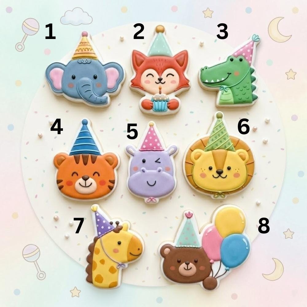 Animal Party Cookie Cutter Set, Kids Birthday Cookie Cutter, Safari Zoo Animal Fondant Cutter, Elephant Fox Dino Tiger Mold