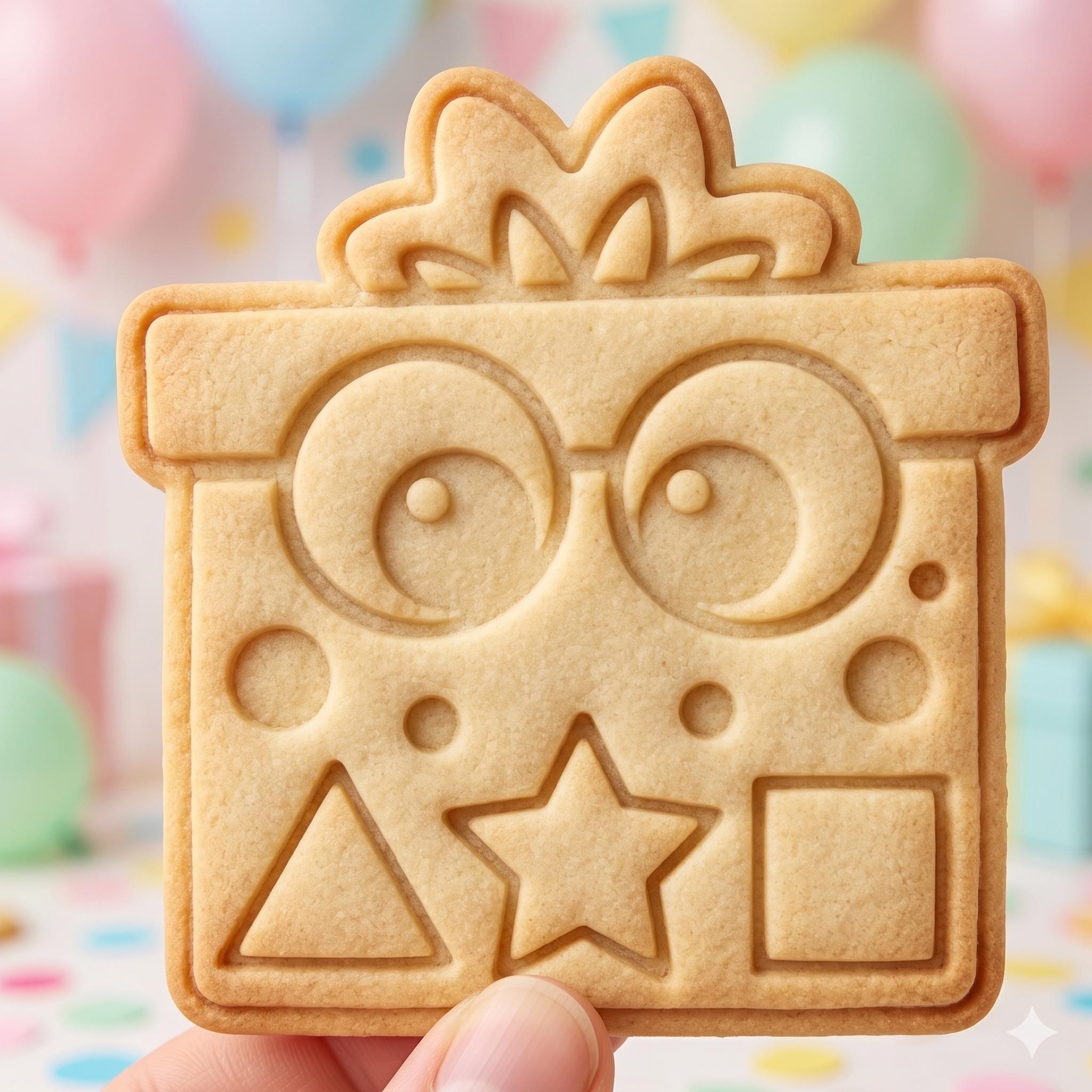 Cute Monster Gift Box Cookie Cutter, Kids Birthday Shapes Stamp, Polymer Clay Cutter, Cartoon Present Mold, Birthday Party Plaque, DIY Tool