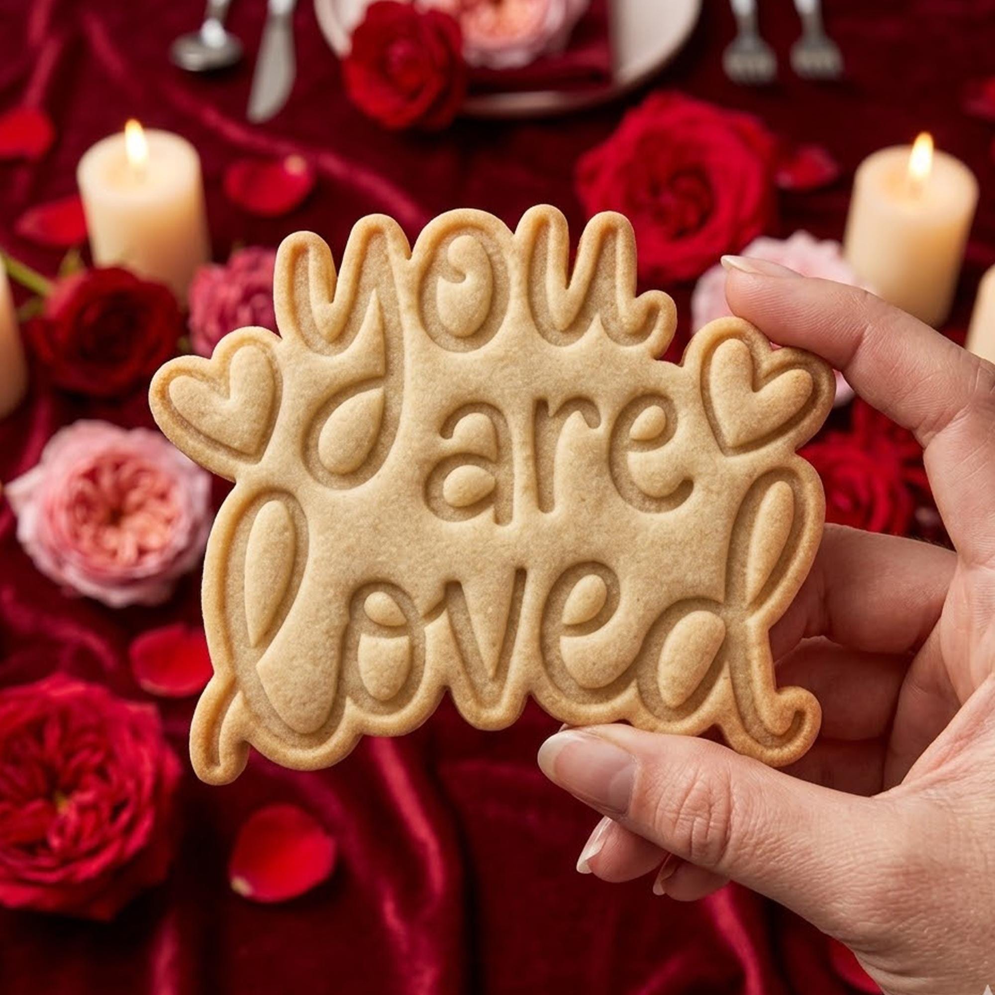 You Are Loved Cookie Cutter Stamp Set, Fondant Cutter, Baking Tool, Cookie Stamp, Valentine Cookie Stamp, Wedding Gifts, Love Cutter