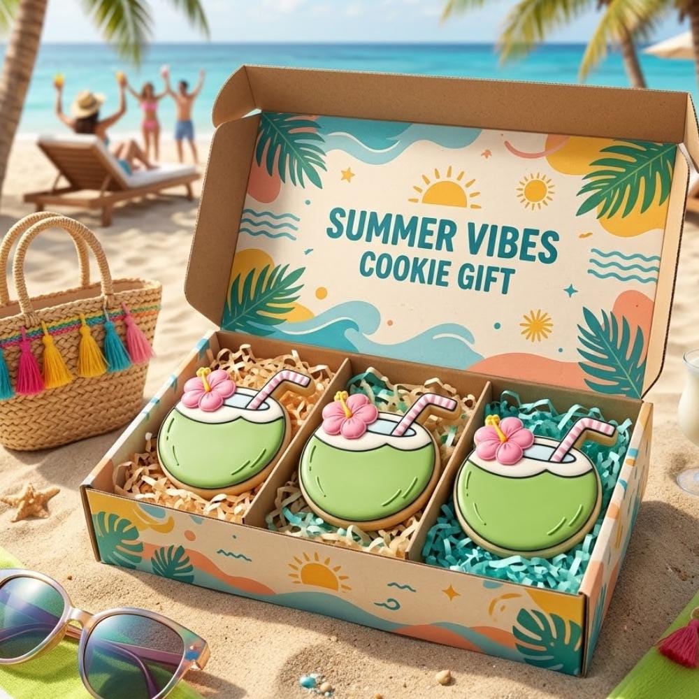 Tropical Coconut Drink Cookie Cutter and Stamp, Summer Beach Cookie Stamp, Luau Party Fondant Cutter, Vacation Cookie Mold