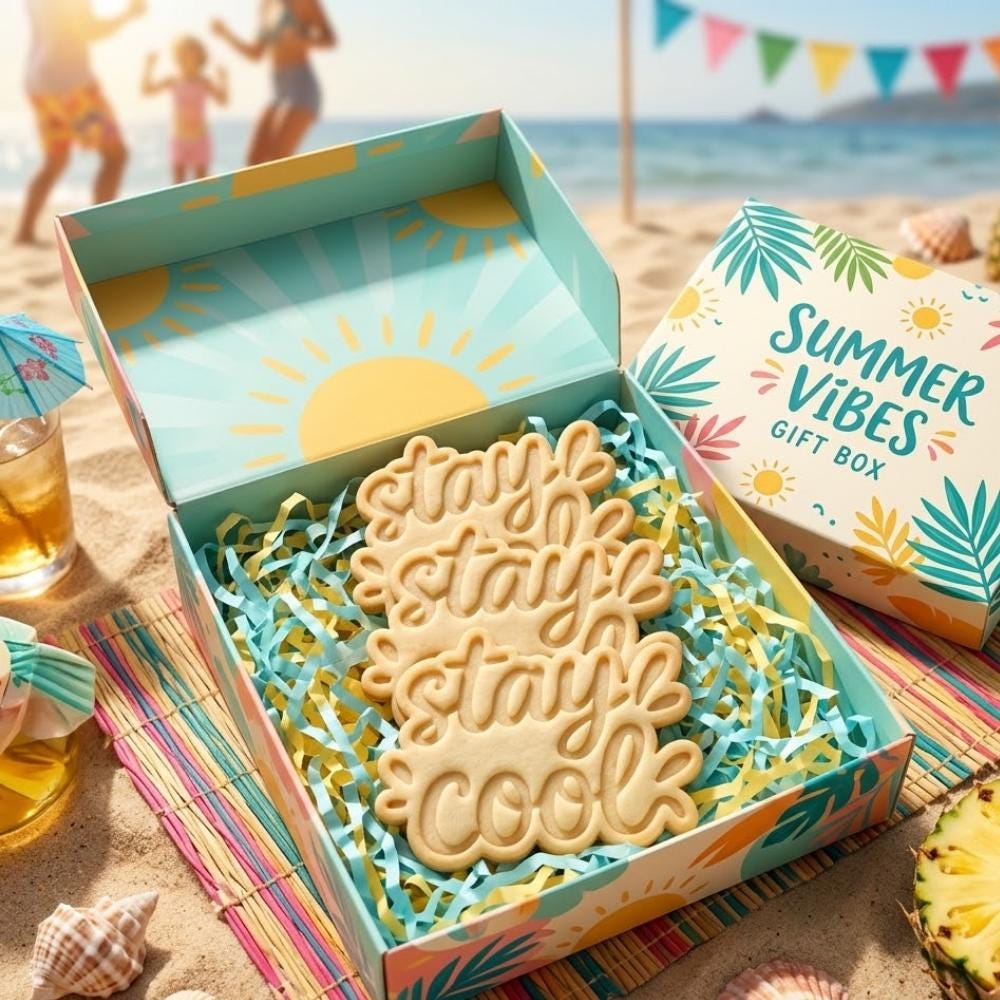 Stay Cool Cookie Cutter and Stamp, Summer Beach Cookie Cutter, Pool Party Cookie Stamp, Vacation Fondant Cutter Mold