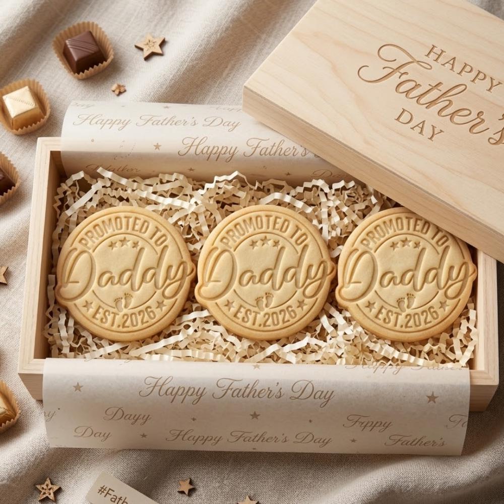 Custom Year Promoted to Daddy Cookie Cutter and Stamp, Fathers Day Cookie Stamp, Dad Fondant Cutter, New Dad Cookie Mold