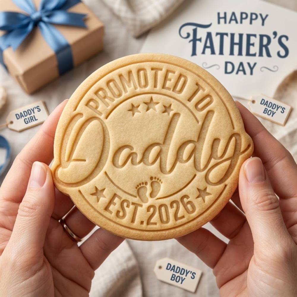 Custom Year Promoted to Daddy Cookie Cutter and Stamp, Fathers Day Cookie Stamp, Dad Fondant Cutter, New Dad Cookie Mold