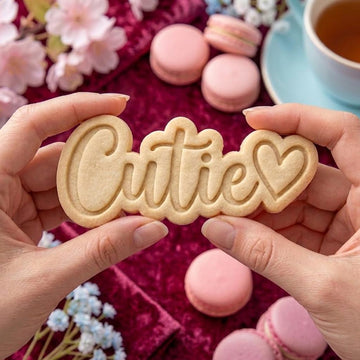 Cutie Text With Heart Cookie Cutter Stamp, Baby Gift, Baby Shower Cutters, Custom Cookie Cutter Stamp, Birthday Baking, Happy Birthday