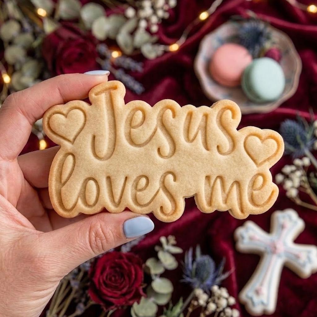 Jesus Love Me Text Cookie Cutter Stamp, Baby Gift, Baby Shower Cutter, Custom Cookie Stamp, Birthday Baking, Happy Birthday, 1st Birthday