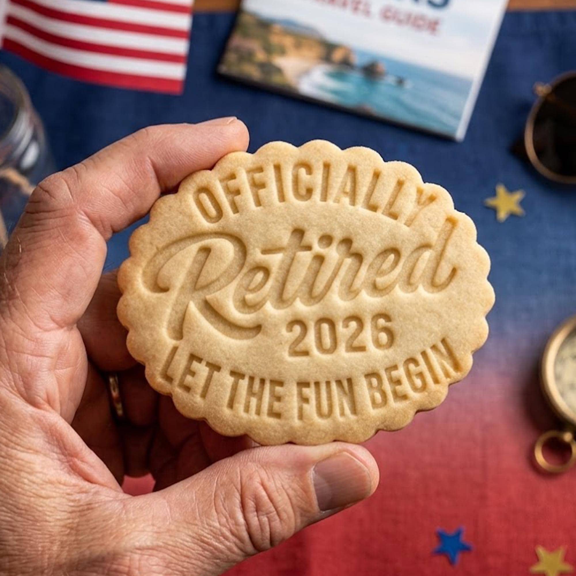 Officially Retired Let The Fun Begin Cookie Cutter Stamp, Retirement Party, Retirement Gift, Retirement Cookie, Retirement Clay Cutter