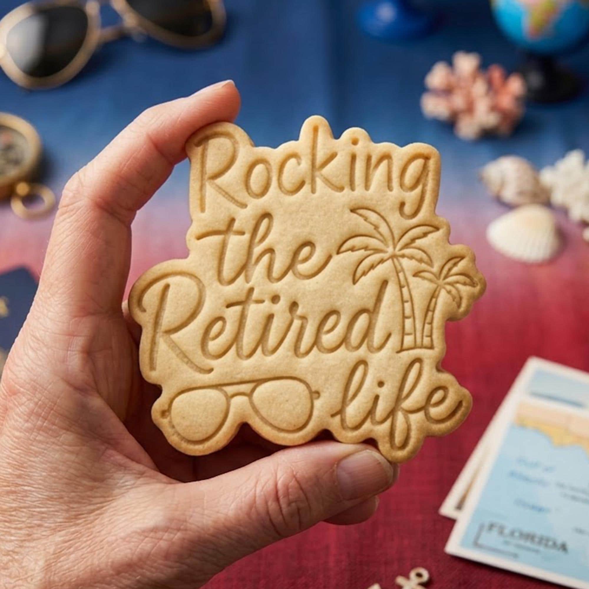 Rocking The Retirement Cookie Cutter Stamp, Retirement Party, Retirement Gift, Retirement Cookie, Custom Retirement Cutter, Clay Cutter