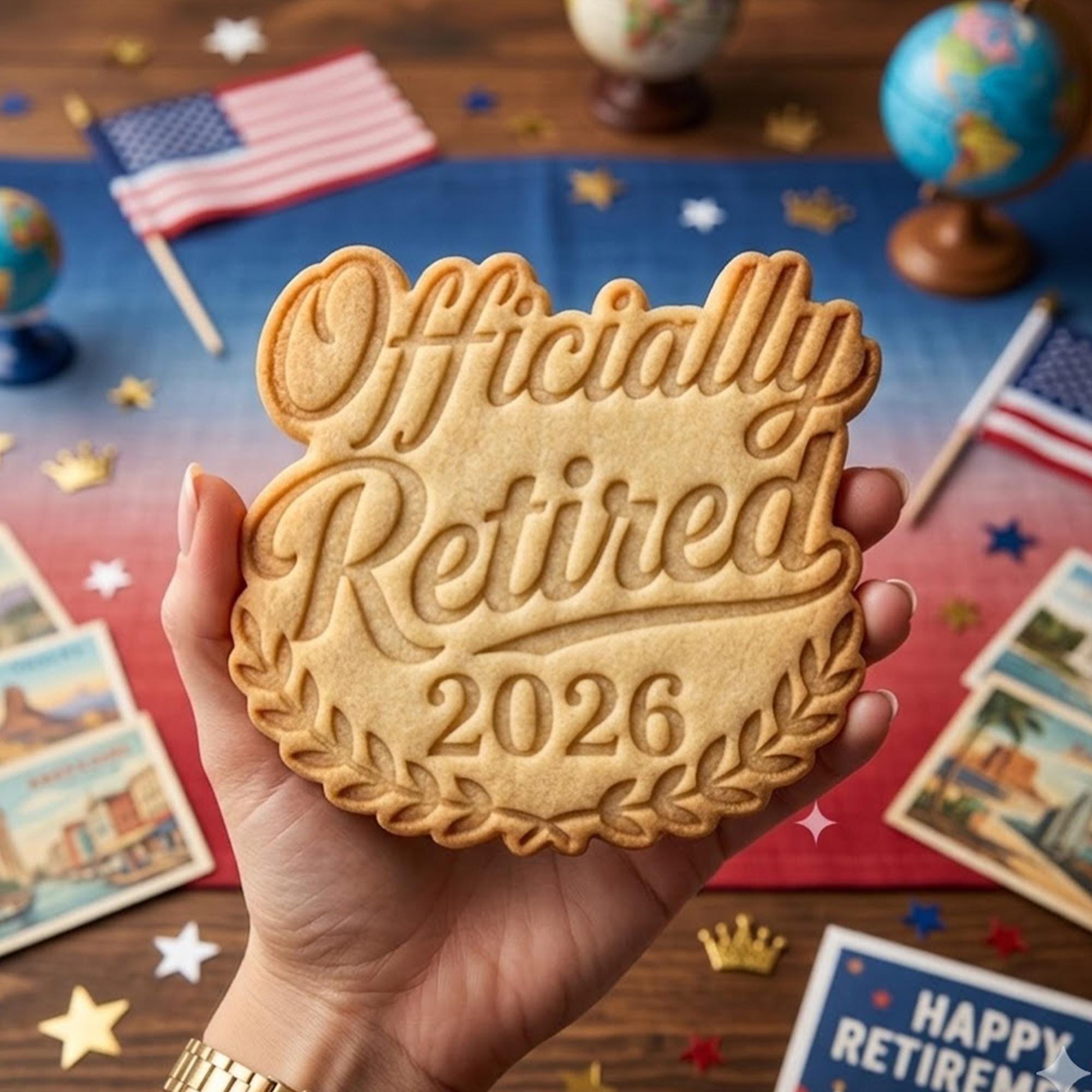 Officially Retirement 2026 Cookie Cutter Stamp, Retirement Party, Retirement Gift, Retirement Cookie, Custom Retirement Cutter, Clay Cutter