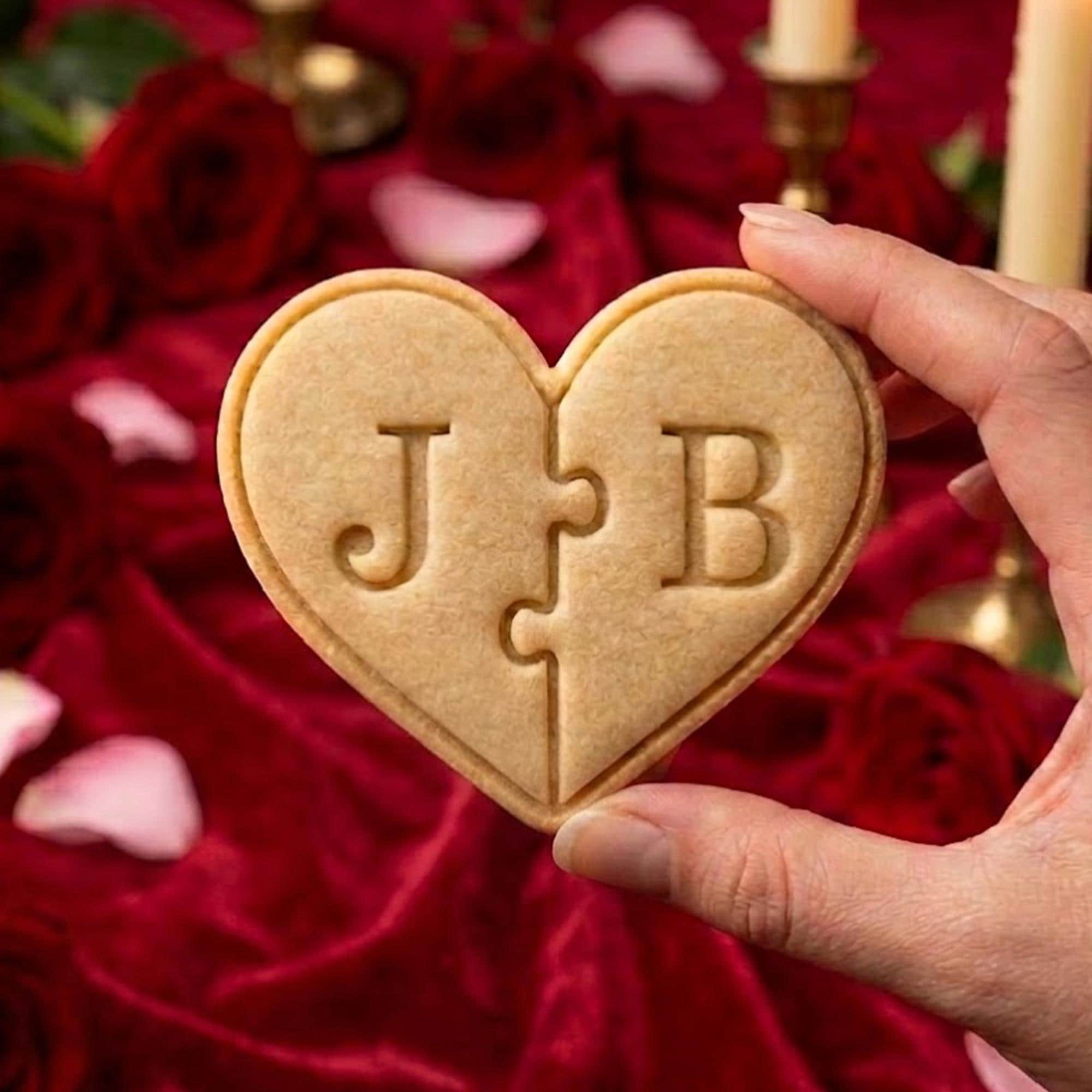 Custom Letter With Heart Cookie Cutter Stamp, Heart Fondant Cutter, Wedding Baking, Bridal Shower, Custom Names Heart Wedding, Couple Gifts