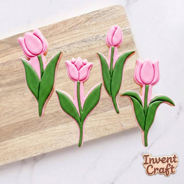 Tulip Set Cookie Cutter Stamp, Floral Cutter, Baby Gift, Baby Shower Cutter, Custom Stamp, Birthday Baking, Happy Birthday, Clay Cutter