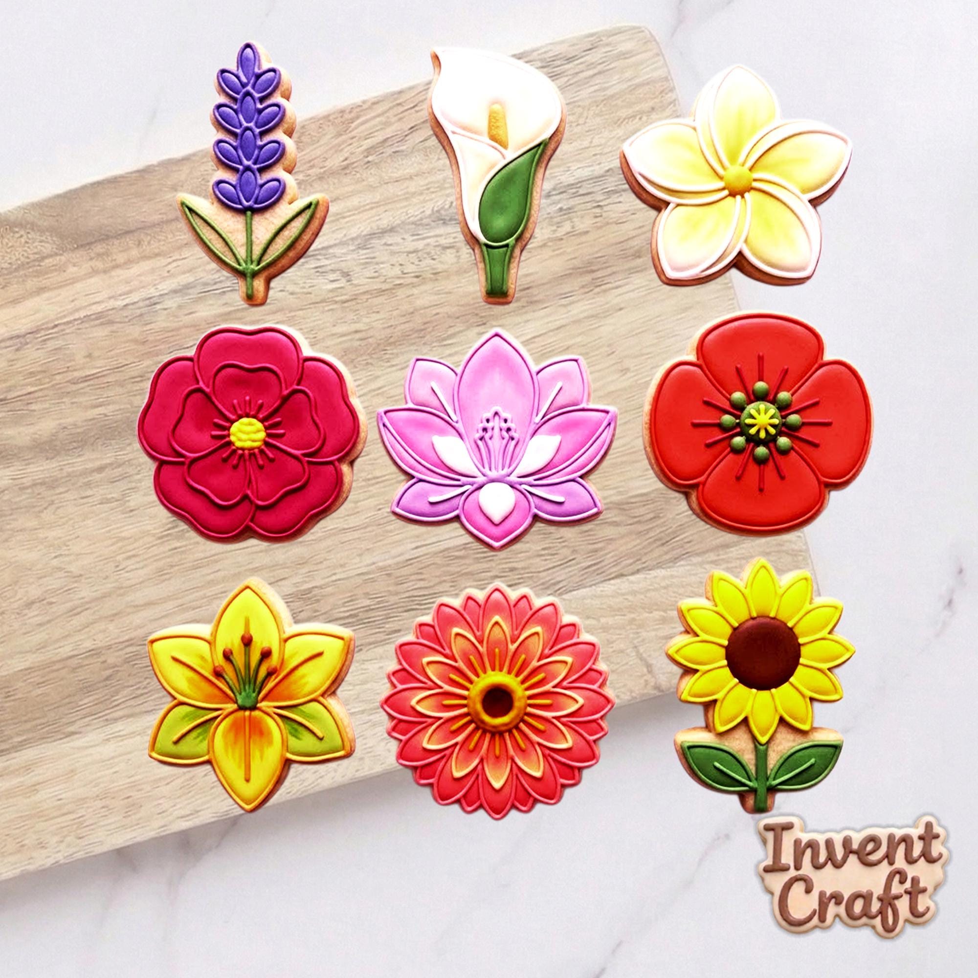 Floral Set Cookie Cutter Stamp, Rose Cutter, Baby Gift, Baby Shower Cutter, Custom Stamp, Birthday Baking, Happy Birthday, Floral Cutter