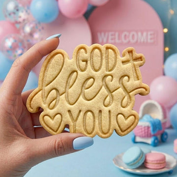 God Bless You Cookie Cutter Stamp, Baby Gift, Baby Shower, Custom Cookie Stamp, Birthday Baking, Happy Birthday, God Cutter, Cross Cookie