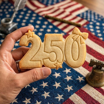 America 250 With Bow Star Cutter Stamp, 250th Anniversary, Independence Day, Patriotic Baking, 250 Years of Freedom Cookie, Clay Cutter
