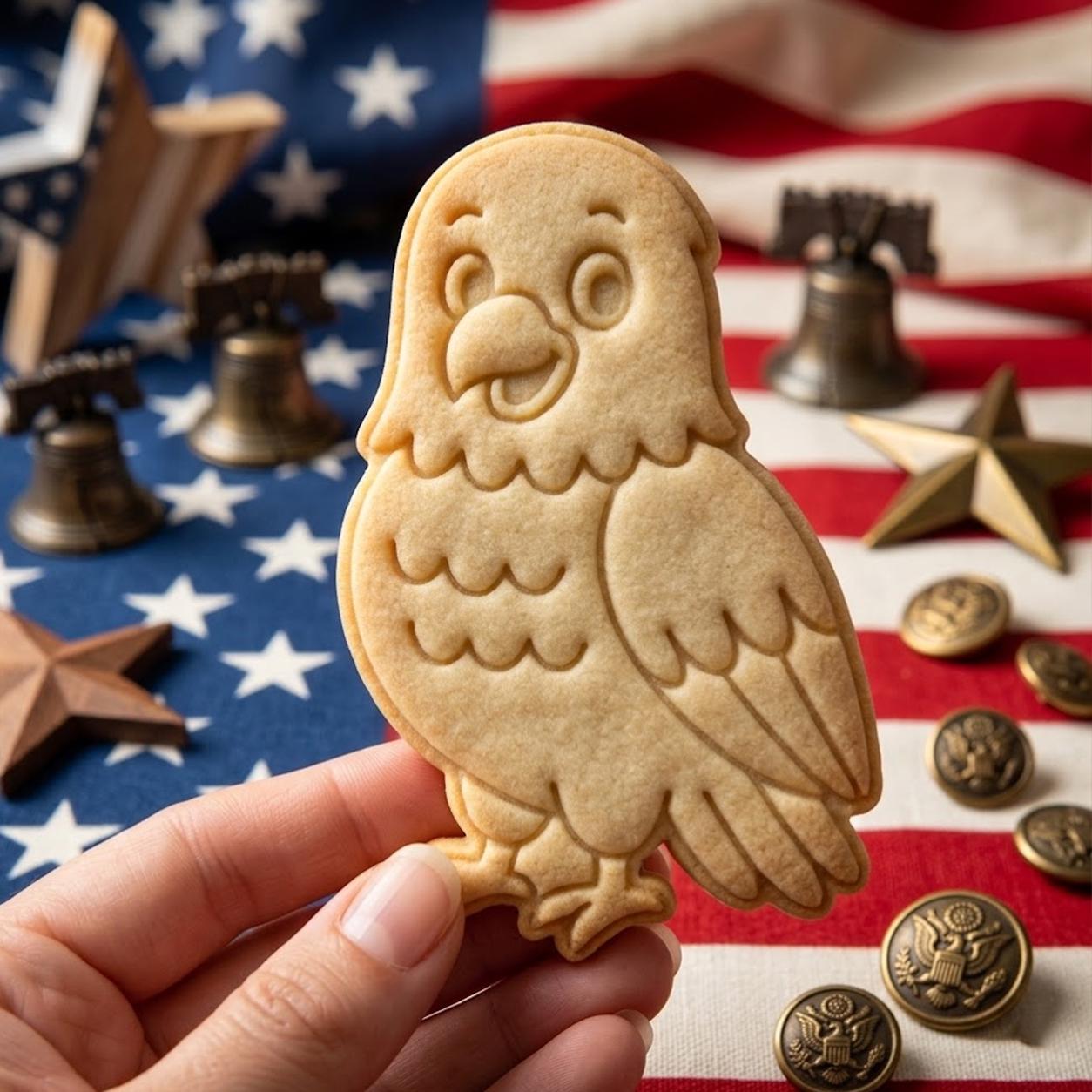 Bird America Cookie Cutter Stamp, America 1776, 250th Anniversary, 250 Years of Freedom, Patriotic Baking, 4th of July, America 250 Cookie