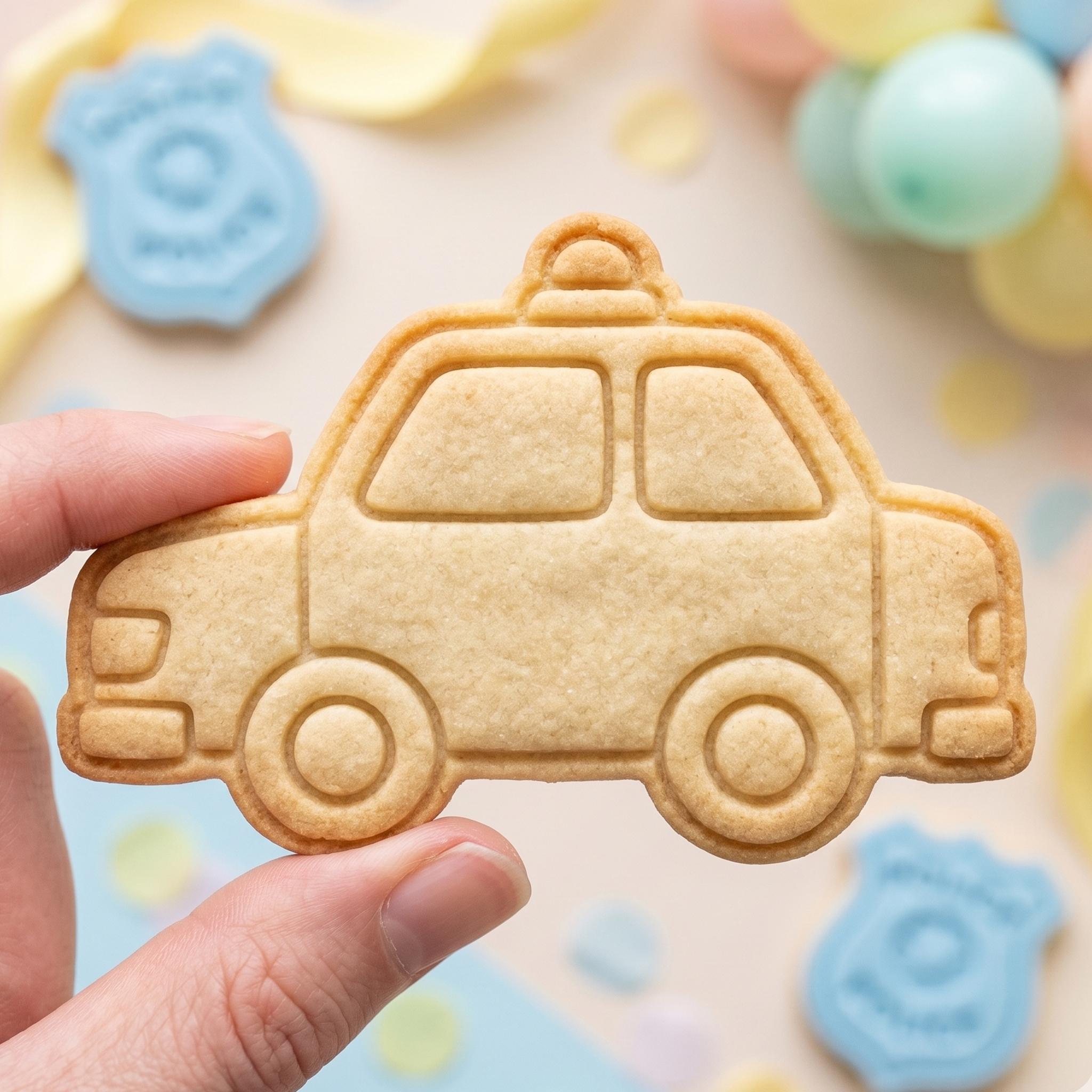 Police Car Cookie Cutter, Cute Toy Vehicle Police Officer Stamp, Polymer Clay Cutter, Kids Birthday Boy Party Mold, Transport Plaque, DIY