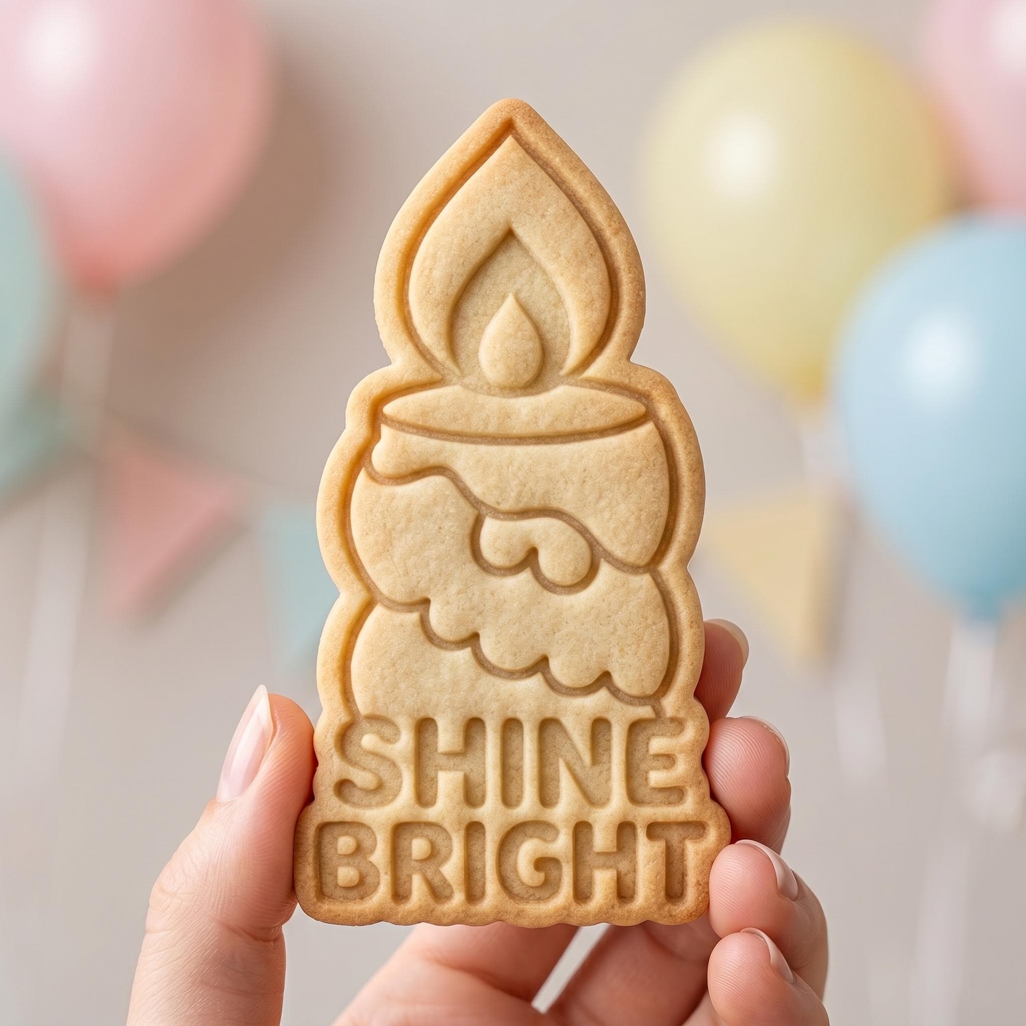 Shine Bright Cookie Cutter, Birthday Candle Stamp, Polymer Clay Cutter, Inspirational Gift Mold, Christmas Candle Plaque, Polyclay DIY Craft