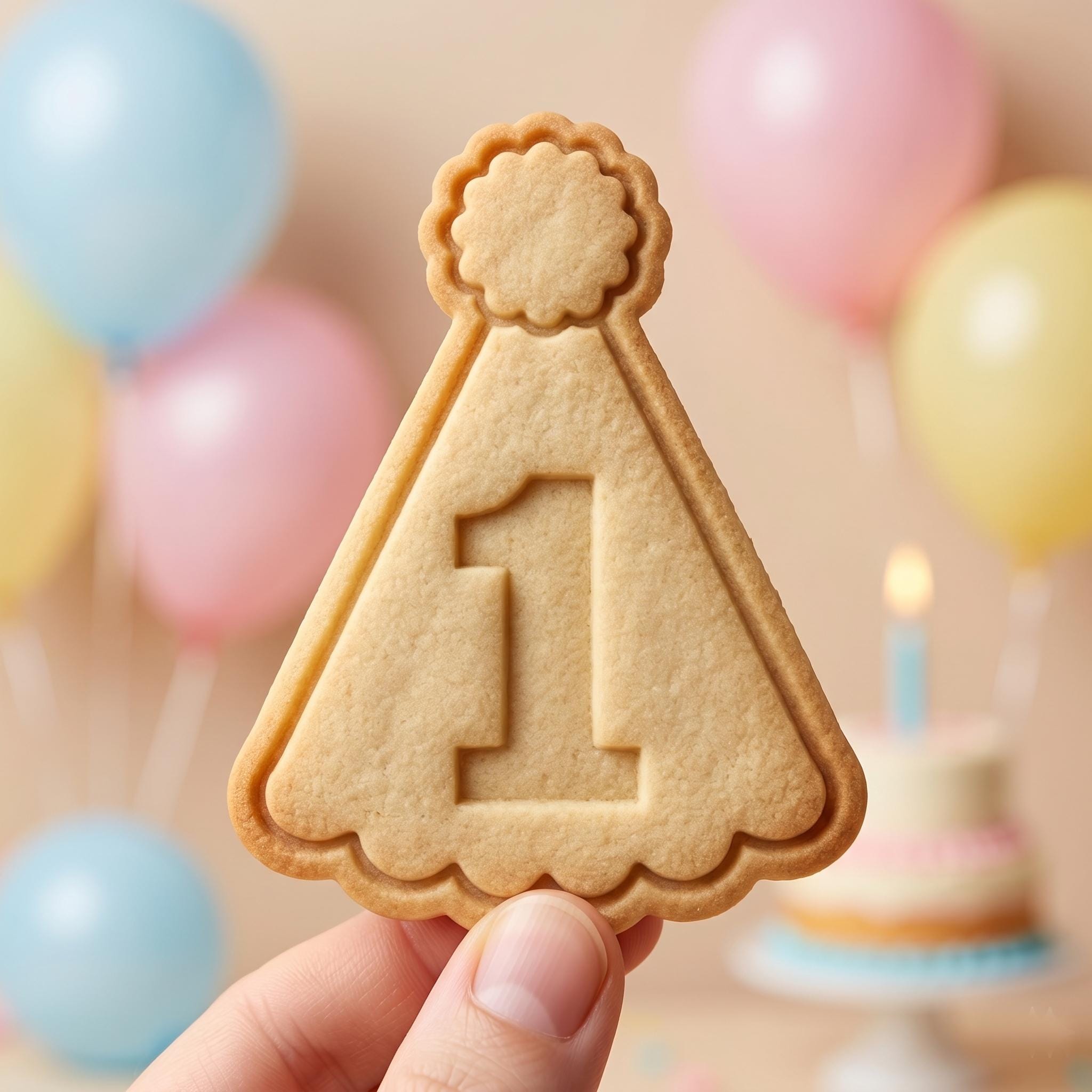 Custom 1st Birthday Cookie Cutter, Personalized Party Hat Stamp, Polymer Clay Cutter, First Birthday Boy Girl Mold, Custom Age Name Plaque