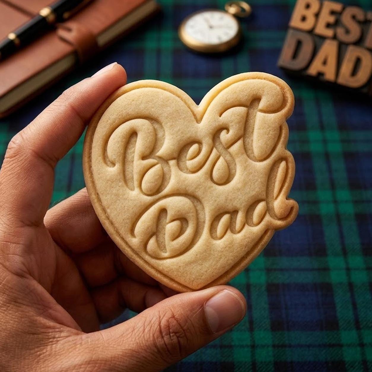 Best Dad With Heart Cookie Cutter Stamp, Daddy Cutter, Father's Day, Dad Cookie Cutters, Custom Dad Cookie, Fondant Cutter, Best Dad Ever