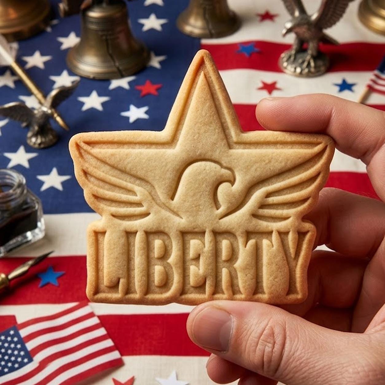 Liberty With Bird Star Cookie Cutter Stamp, 250th Anniversary, Independence Day, Patriotic Baking, 250 Years of Freedom, America 250 Cookie