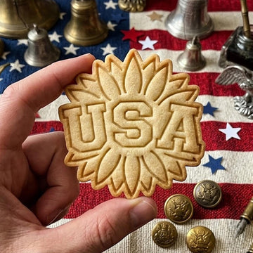USA Flower Freedom Cookie Cutter Stamp, 250th Anniversary, Independence Day, Patriotic Baking, 250 Years of Freedom, America 250 Cookie