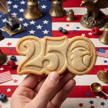 250 With Bird Cookie Cutter Stamp, 250th Anniversary, Independence Day, Patriotic Baking, 250 Years of Freedom, America 250 Cookie