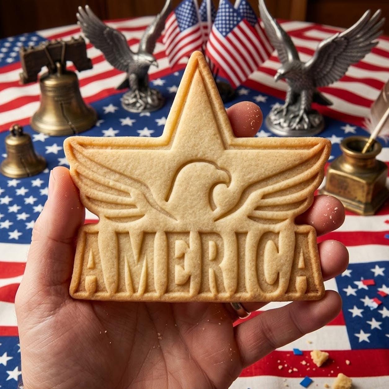 America With Bird Star Cookie Cutter Stamp, 250th Anniversary, Independence Day, Patriotic Baking, 250 Years of Freedom, America 250 Cookie