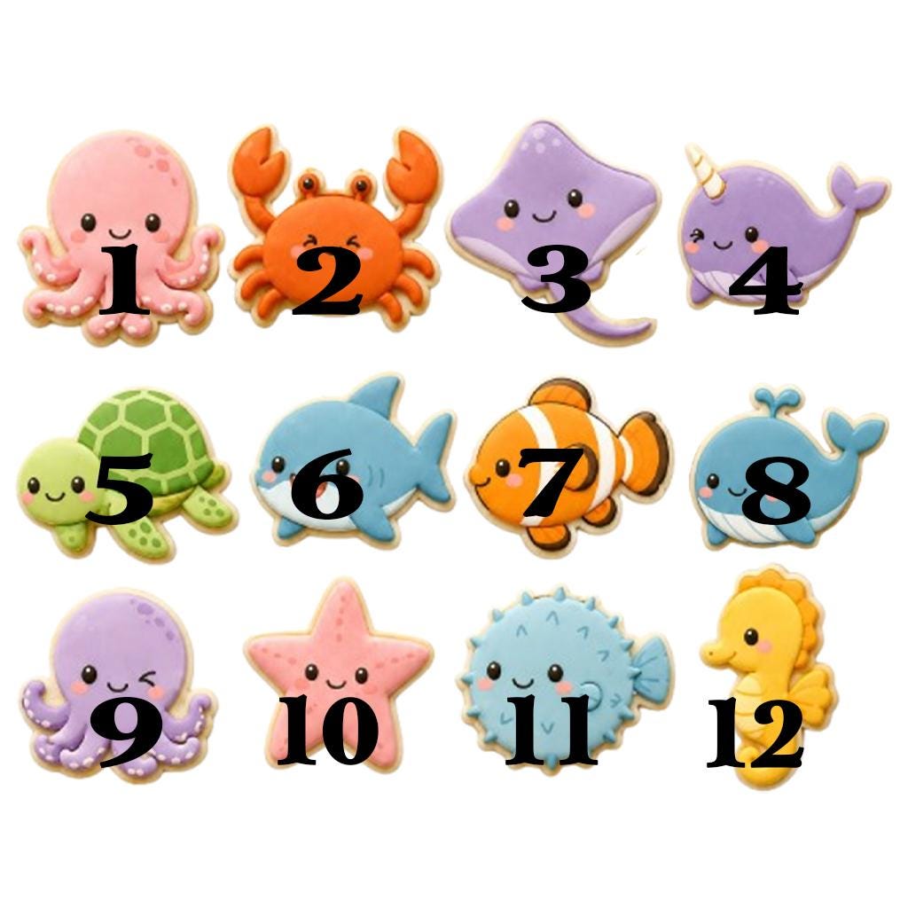 Cute Marine Animals Cookie Cutter Set, Animal Cutter, Fish Cutter, Baby Shower Cookie, Birthday Gift, Beach Baking, Sea Animal Cutter
