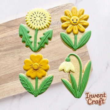 Floral Yellow Theme Cookie Cutter Set, Floral Cutter, Fondant Cutter, Baby Shower Cookie, Birthday Gift, Flower Cutter, Clay Cutter