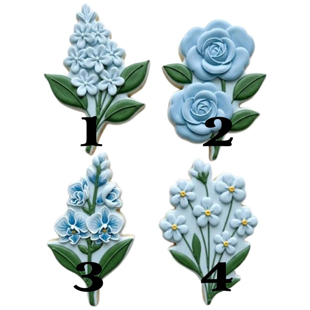Floral Blue Mint Theme Cookie Cutter Set, Floral Cutter, Fondant Cutter, Baby Shower Cookie, Birthday Gift, Flower Cutter, Clay Cutter