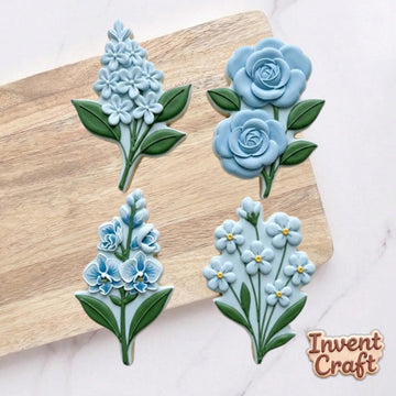 Floral Blue Mint Theme Cookie Cutter Set, Floral Cutter, Fondant Cutter, Baby Shower Cookie, Birthday Gift, Flower Cutter, Clay Cutter