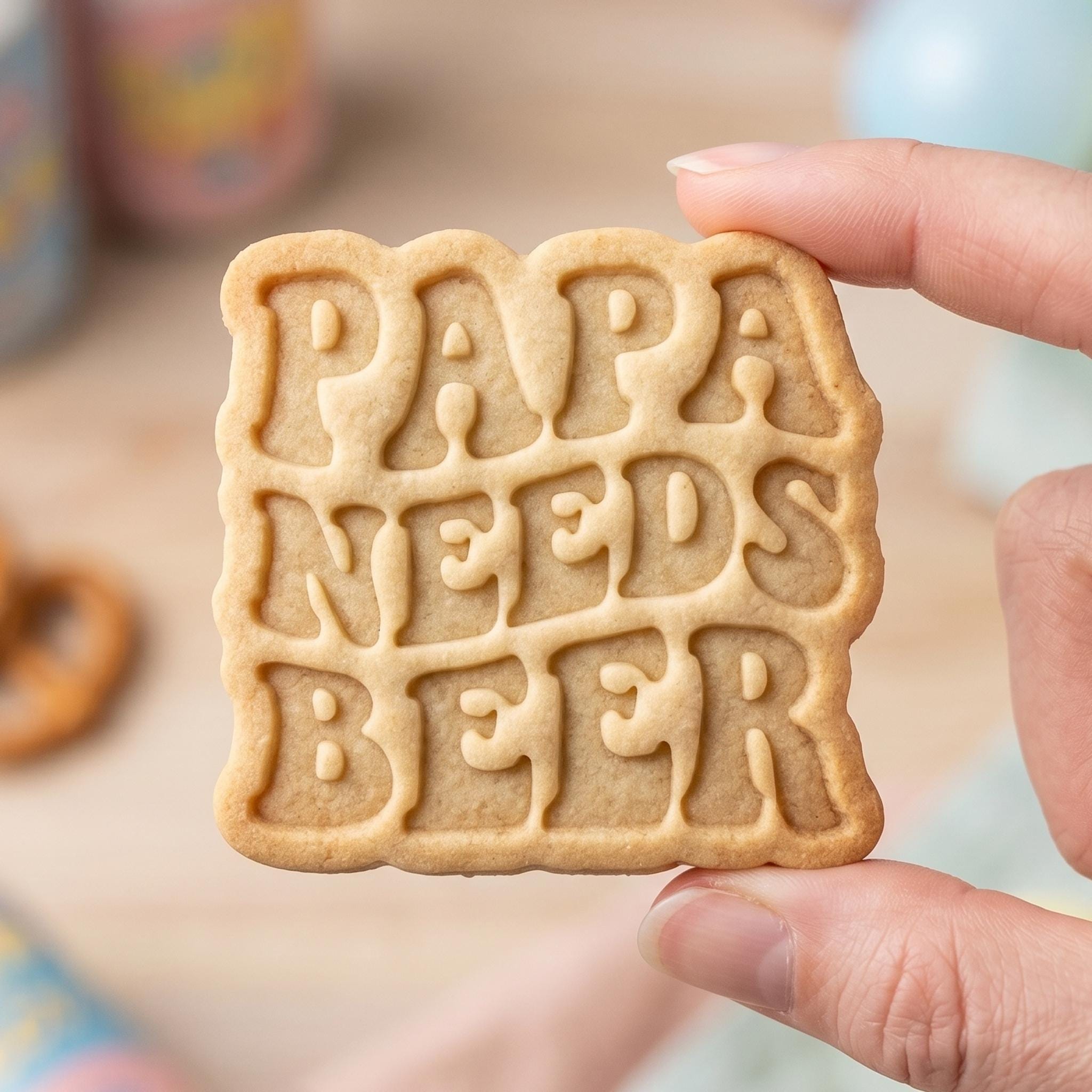Funny Father Cookie Cutter, Cute Papa Relaxation Text Stamp, Polymer Clay Cutter, Best Dad Holiday Party Present Mold, Square Plaque, DIY