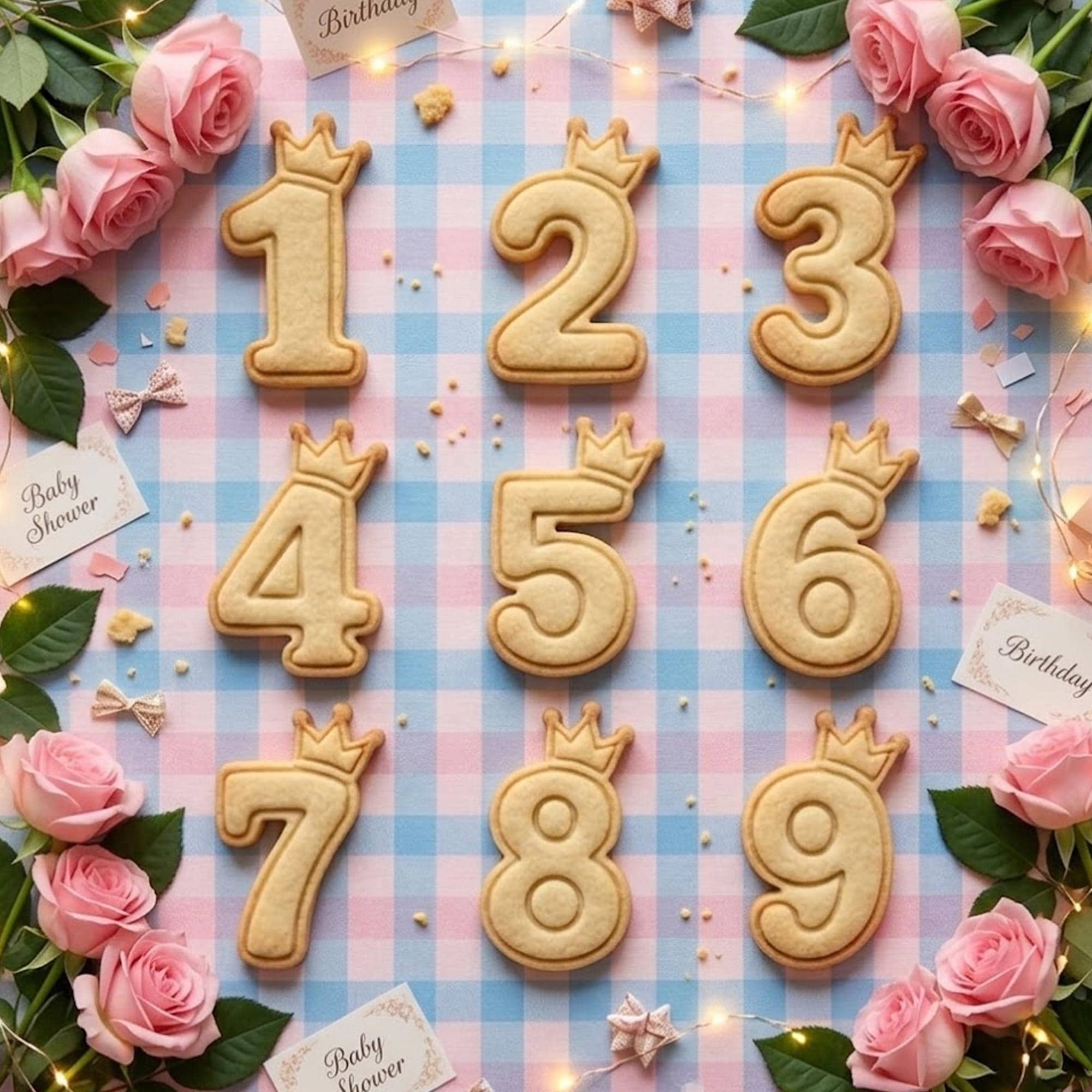 Number With Crown Cutter Stamp, Baby Gift, Baby Shower Cutter, Custom Stamp, Birthday Baking, Age Birthday Cookie Cutter, Number Clay Cutter