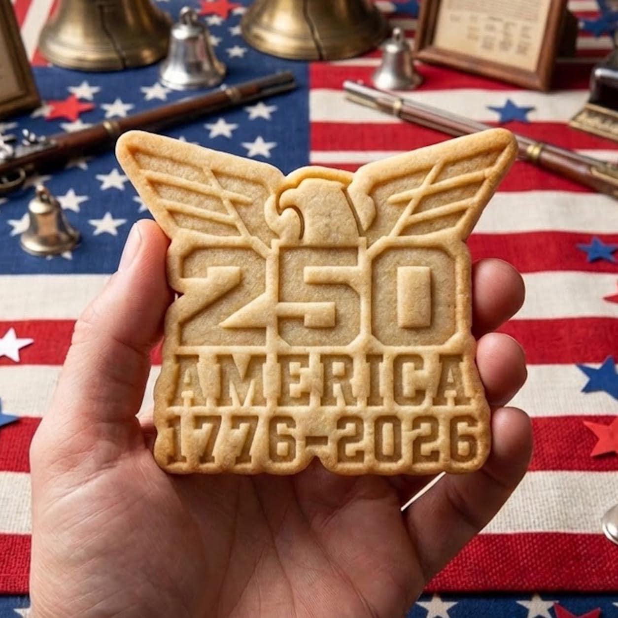 250 America With Bird Cookie Cutter Stamp, 250th Anniversary, Independence Day, Patriotic Baking, 250 Years of Freedom, America 1776 2026