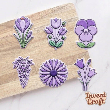 Flowers Purple Cookie Cutters Set, Lavender Set Cutter, Spring Cookie, Baby Shower Dessert, Baby Cookie, Mother’s Gifts, Birthday Cookie