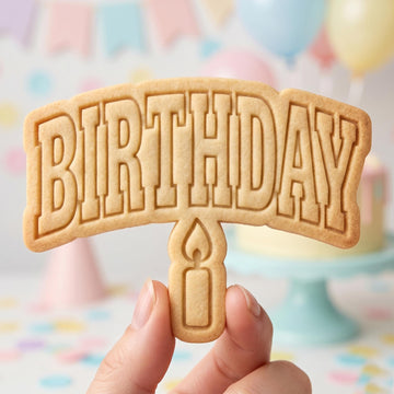 Birthday Candle Cookie Cutter, Celebration Arch Stamp, Polymer Clay Cutter, Birthday Party Plaque Mold, Cake Topper Plaque, DIY Craft Tool