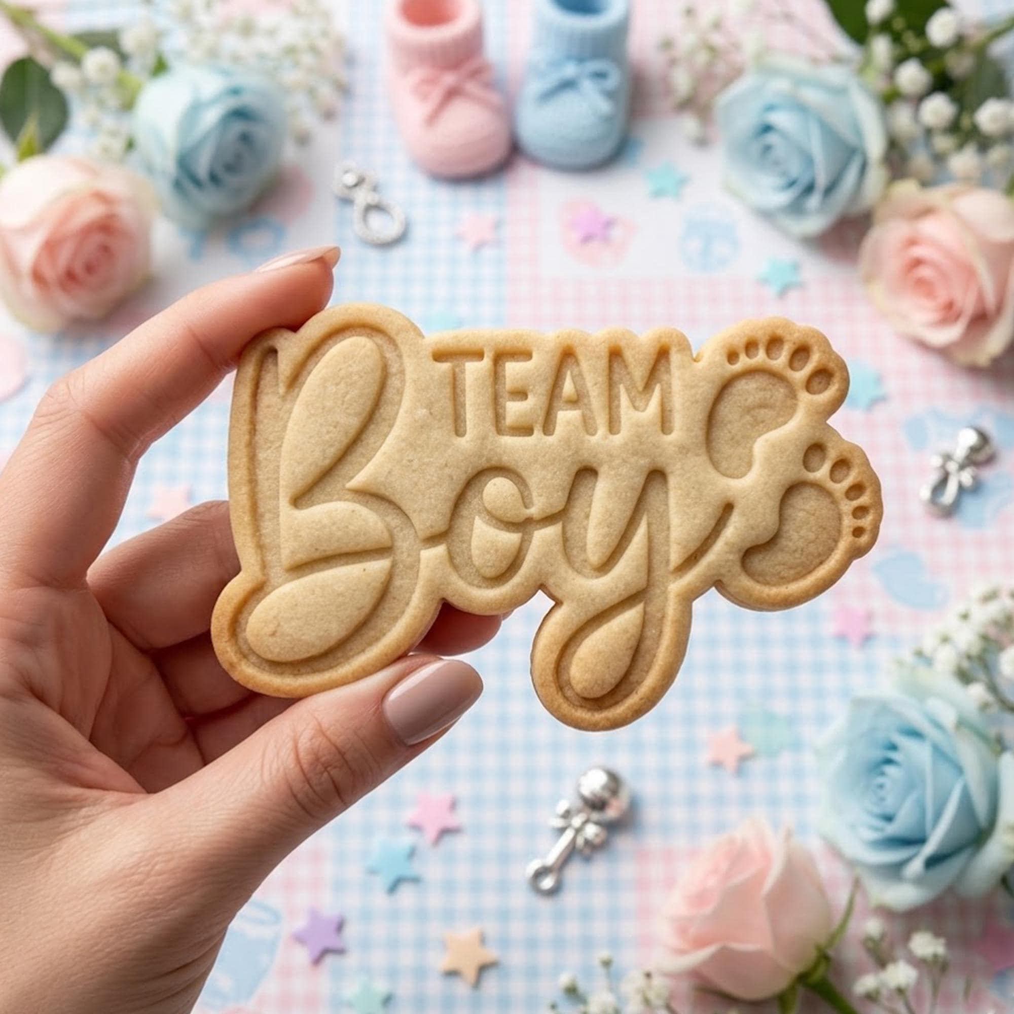 Team Boy With Feet Baby Cookie Cutter Stamp, Custom Cookie, Baby Gift, Baby Shower, Baby Cutter, Cute Baby Boy Cutter, Birthday Baking