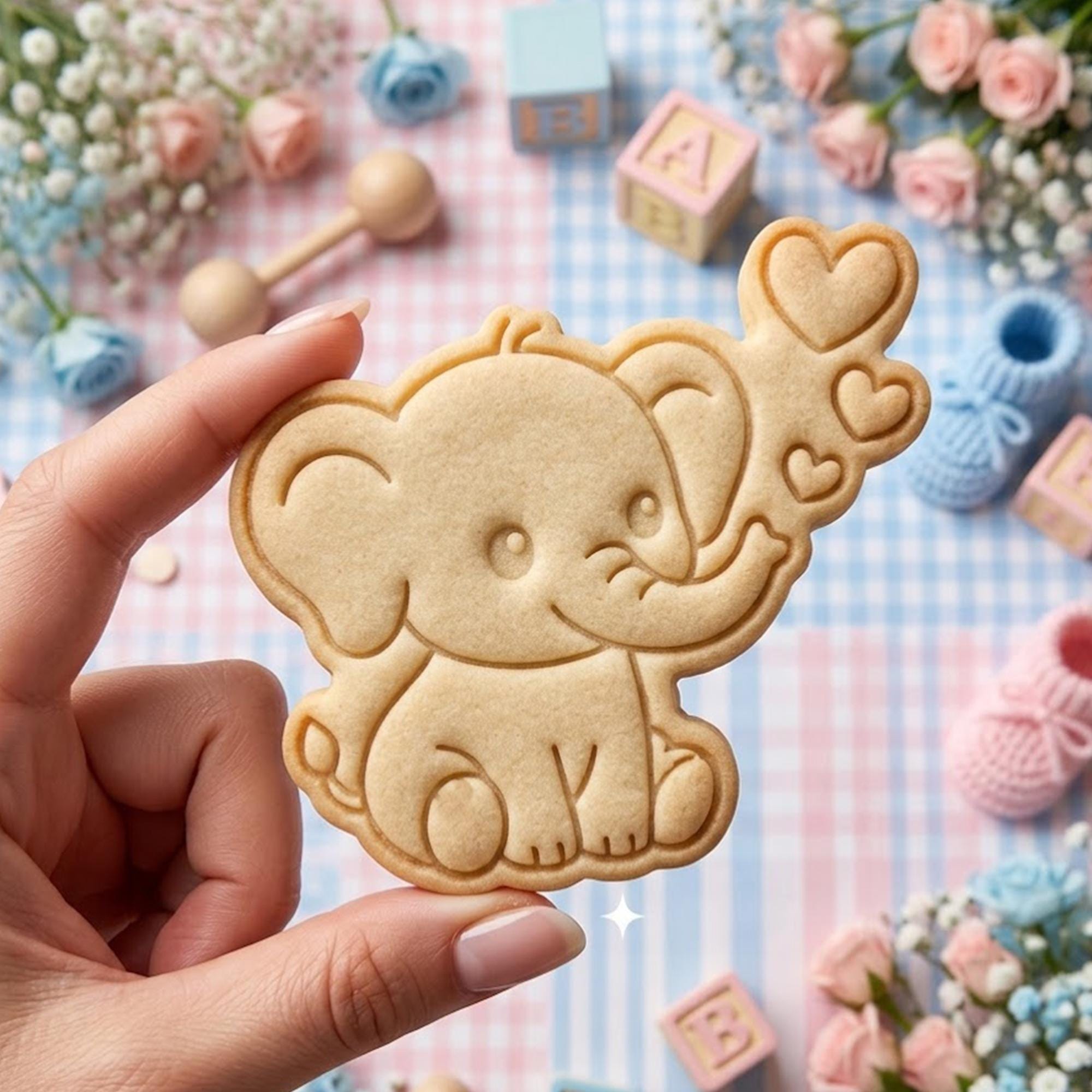 Cute Elephant Baby Cookie Cutter Stamp, Baby Gift, Baby Cutter, Cute Baby Cutter, Birthday Baking, Elephant Baking, Elephant Cookie Cutter