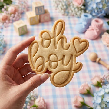 Oh Boy With Feet Baby Cookie Cutter Stamp, Custom Cookie, Baby Gift, Baby Shower, Baby Cutter, Baby Boy Cutter, Birthday Boy Baking