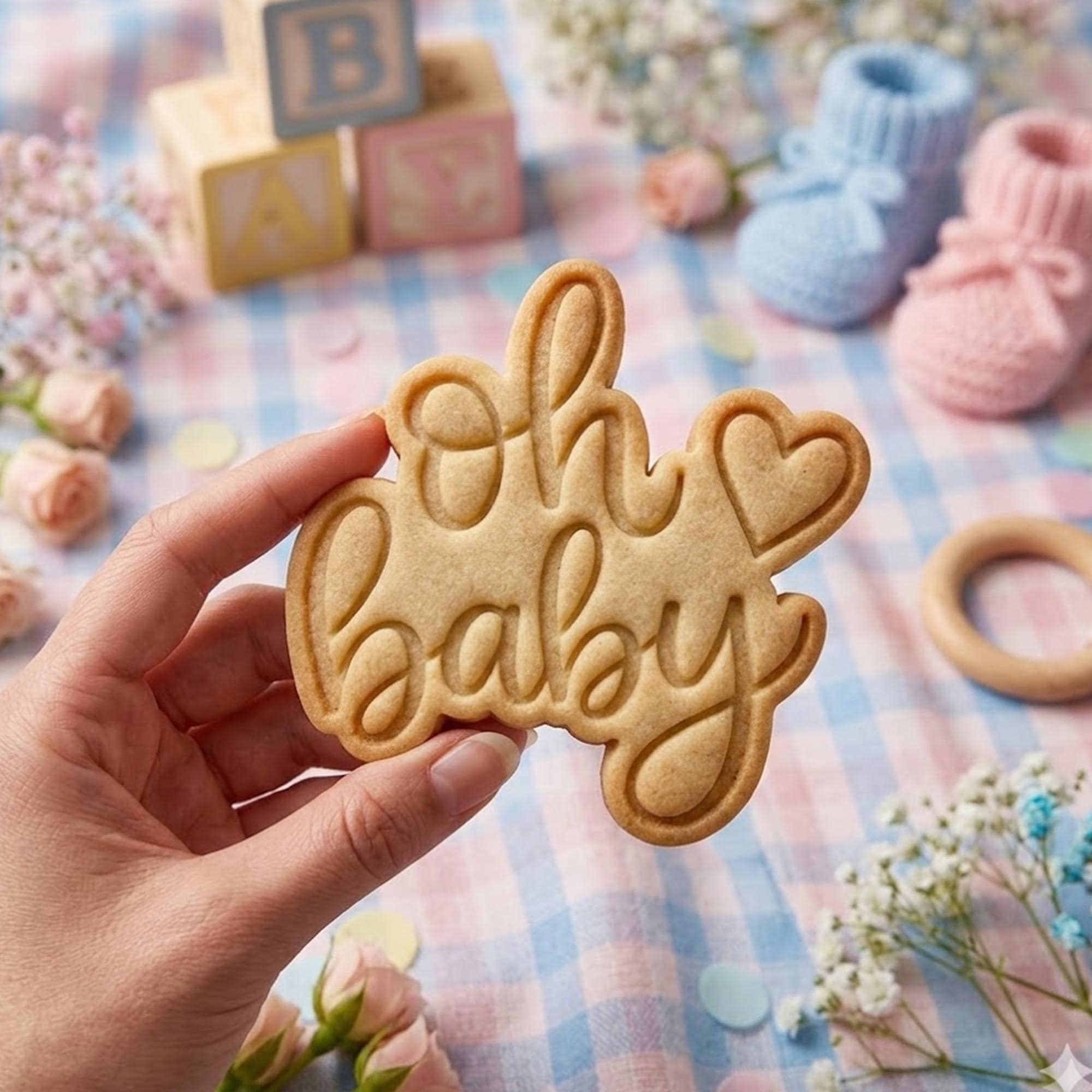 Oh Baby With Feet Baby Cookie Cutter Stamp, Custom Cookie, Baby Gift, Baby Shower, Baby Cutter, Birthday Baking, Clay Cutter, Fondant Cutter