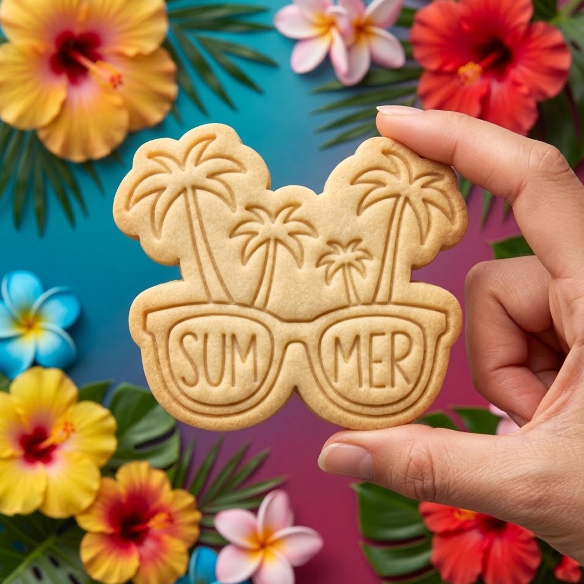 Summer Tropical Glasses Cookie Cutter Stamp, Tropical Vacation Baking, Coconut Cutter, Beach Day, Summer Gift, Glasses Cutter, Summer Party
