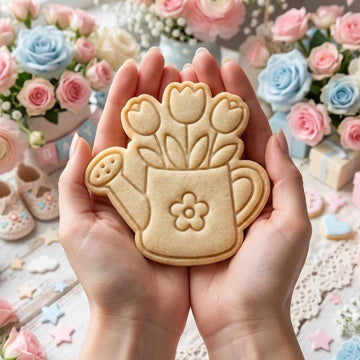 Watering Can with Tulip Cookie Cutter Stamp, Baby Gift, Baby Shower Cutter, Custom Cookie, Birthday Baking, Happy Birthday, Birthday Cookie
