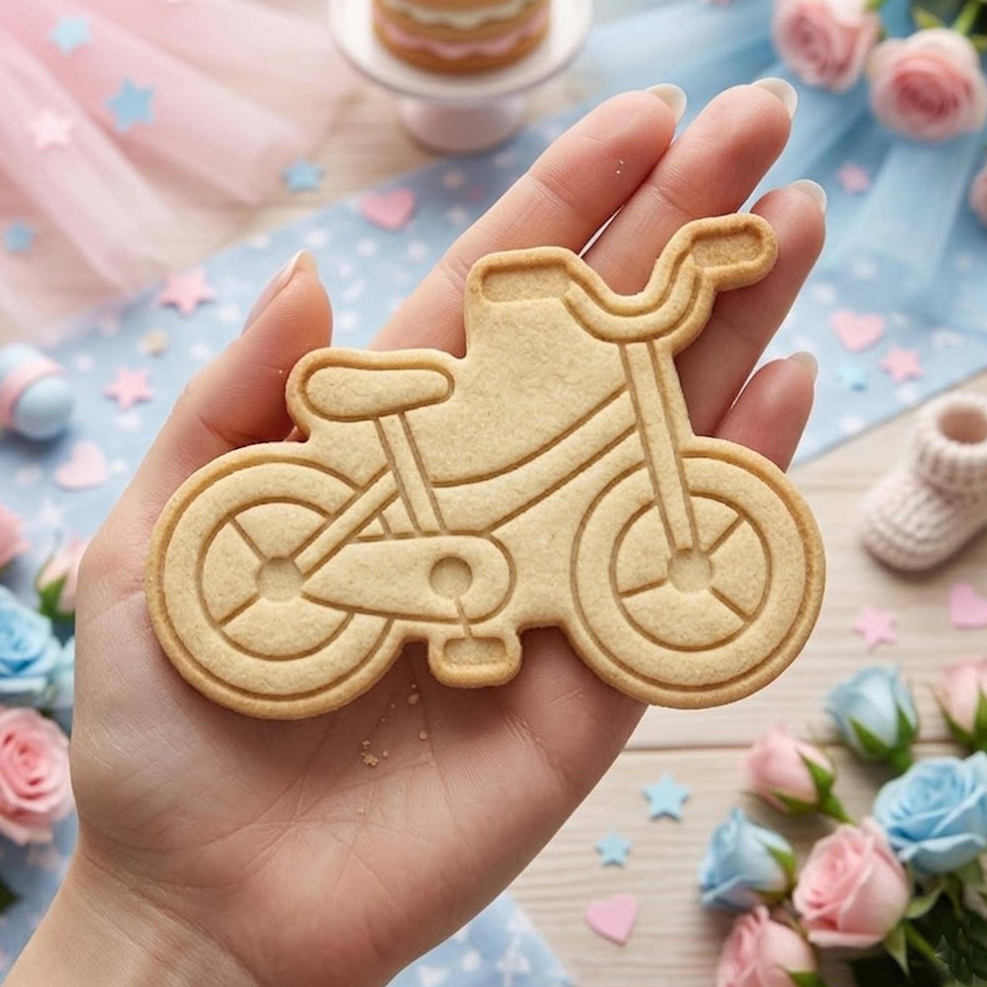 Bicycle Baby Cookie Cutter Stamp, Baby Gift, Baby Shower Cutter, Custom Cookie Stamp, Birthday Baking, Happy Birthday, Birthday Cookie
