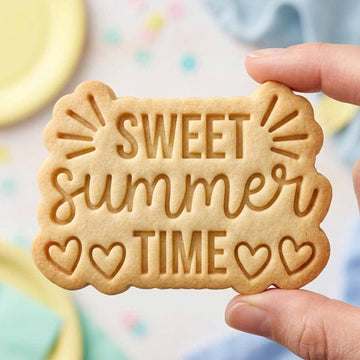 Sweet Summertime Cookie Cutter, Cute Sun Sunshine Hearts Stamp, Polymer Clay Cutter, Tropical Beach Vacation Party Mold, Plaque, DIY Craft