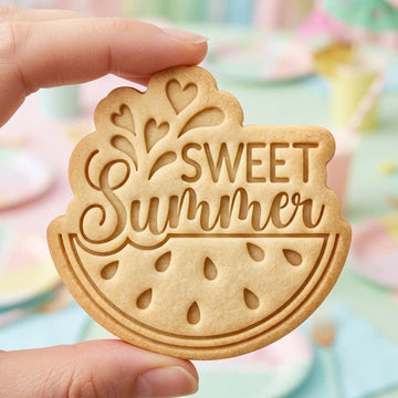 Sweet Summer Cookie Cutter, Cute Watermelon Fruit Splash Stamp, Polymer Clay Cutter, Tropical Beach Picnic Party Mold, Food Plaque