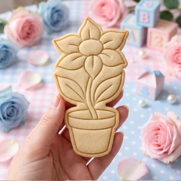 Sunflower Pot Cookie Cutter Stamp, Daisy Cookie Cutter, Baby Gift, Baby Shower Cutter, Custom Cookie Stamp, Birthday Baking, Happy Birthday
