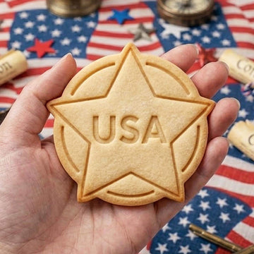 USA with Star Cookie Cutter Stamp, 250th Anniversary, Independence Day, Patriotic Baking, 250 Years of Freedom, America 250 1776 2026
