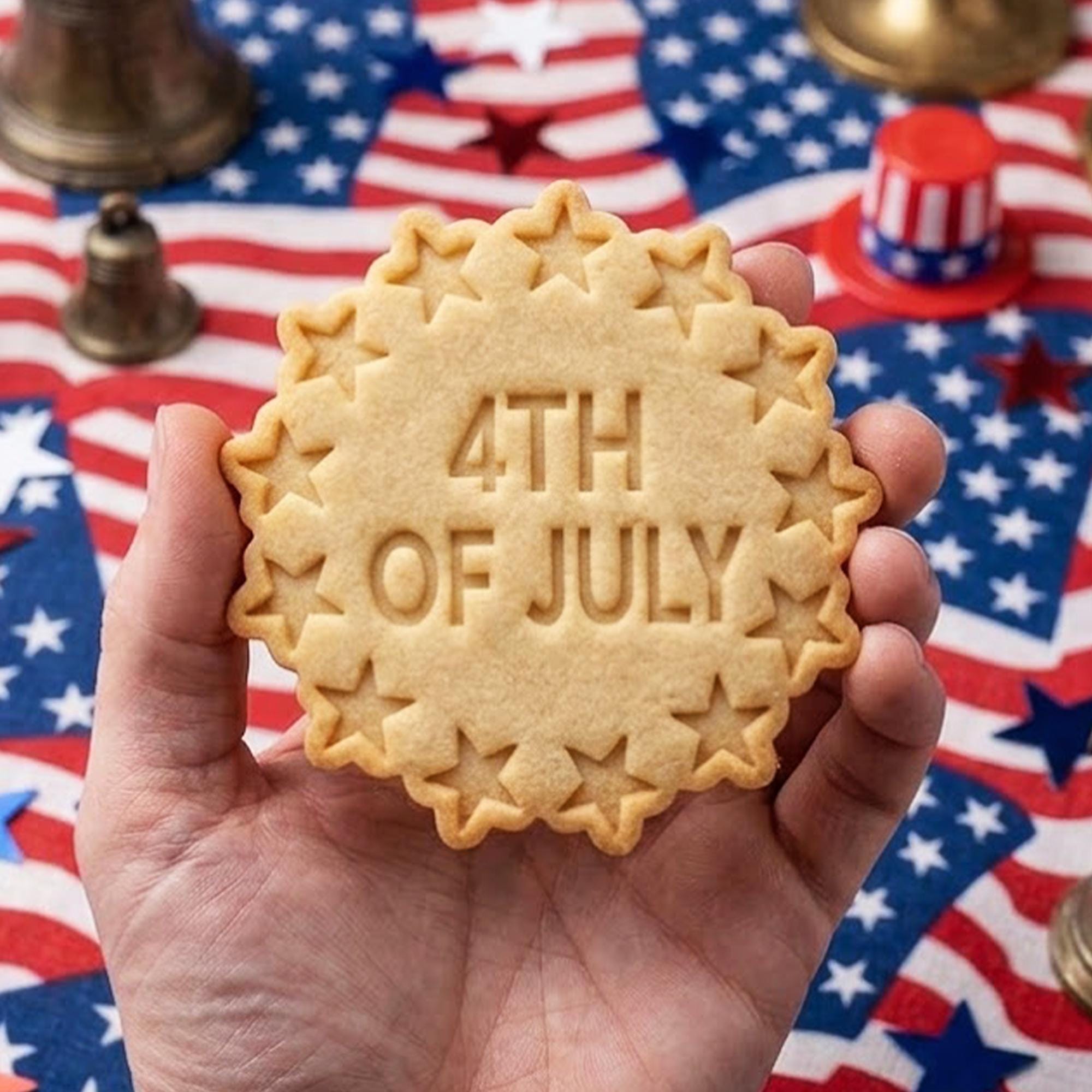 4th Of July With Star Cookie Cutter Stamp, 250th Anniversary, Independence Day, Patriotic Baking, 250 Yeas of Freedom, America 250 1776 2026